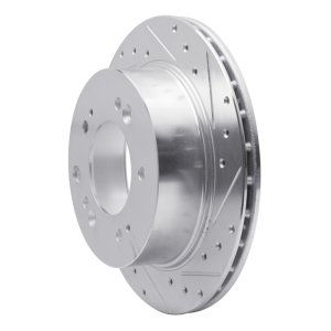 Kia Sorento Brake Rotor (1) - Rear Right - R1 Concepts - Drilled & Slotted - Silver - `07-`09